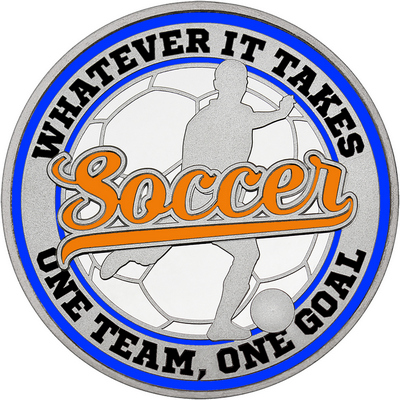 Orange "Soccer" with Royal Blue Outer Circular Borders
